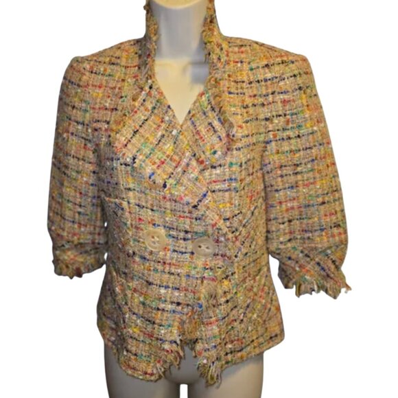 Trina Turk Multicolor tweed blazer - women's size 6 - Picture 3 of 8